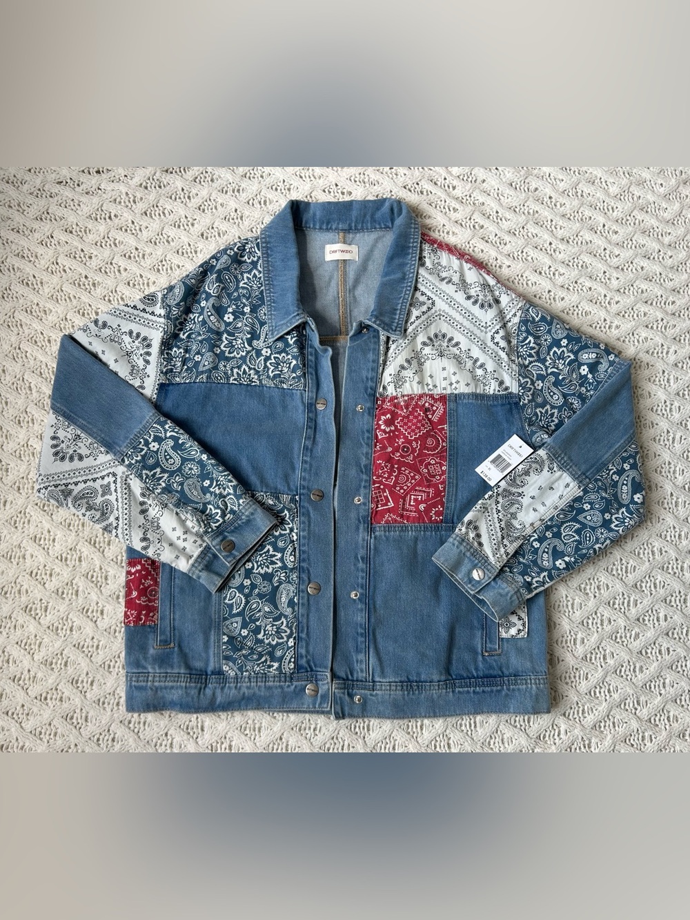 (NWT) Driftwood Patchwork Denim Jacket
